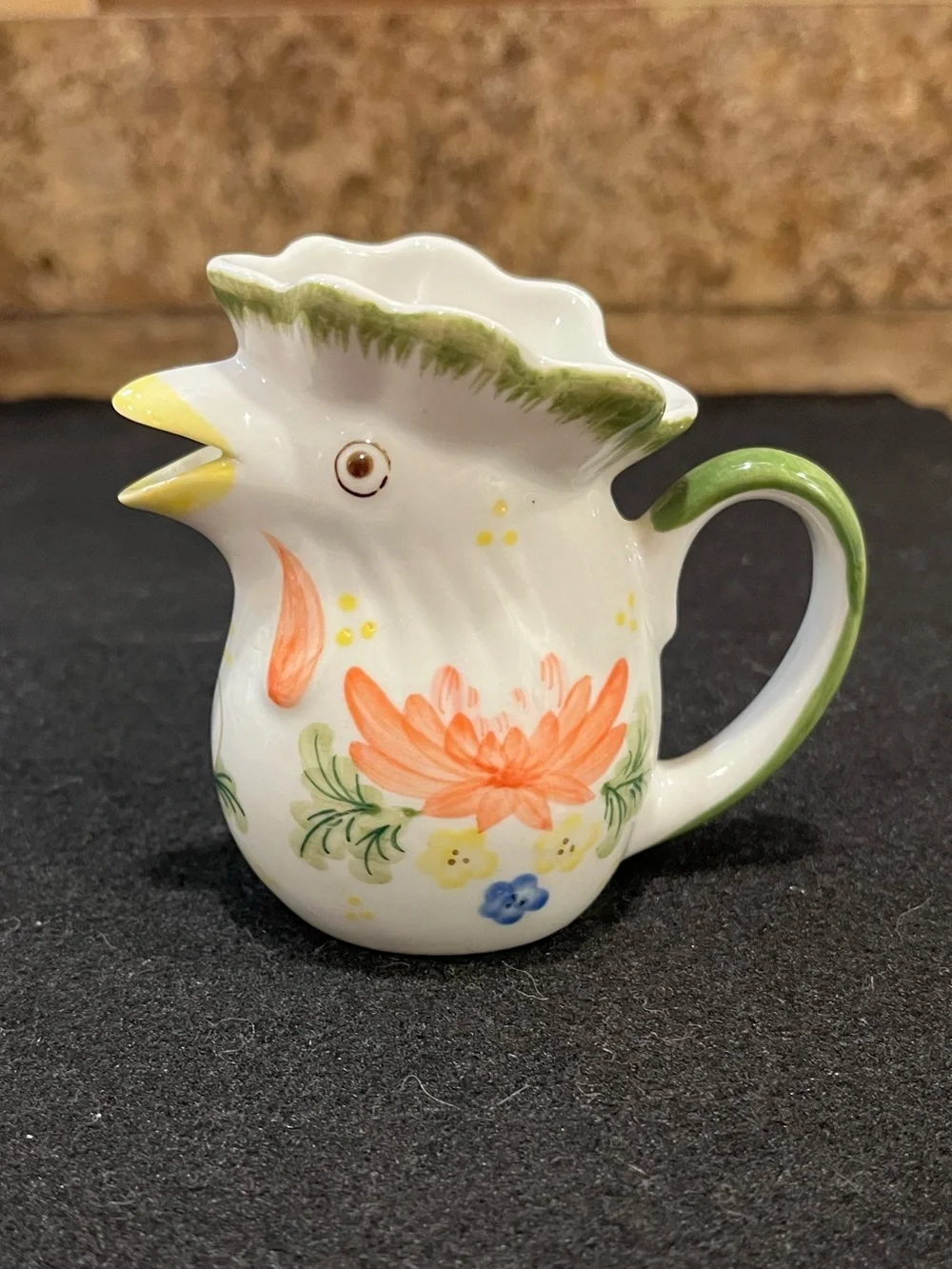 Hand-Painted Floral Porcelain Mini Rooster Creamer - Vase by Andrea by Sadek